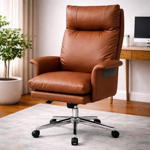 Image of Lakdi The Furniture Co Luxury Leatherette Director Office Chair with Plush Cushion, High Back Support, Ergonomic Design, Chrome Base and Smooth Castors, Free Assembly, 5 Year Warranty - 111012162