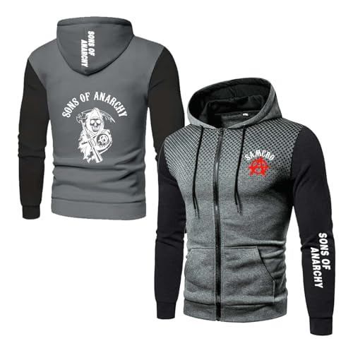 UZVKAVJP Sweat À Capuche pour Homme Confectionné A.na.rc.h.y S.on.s Haut Graphique Vêtement D'extérieur Sport Survêtement Manches Longues Manteau Veste...