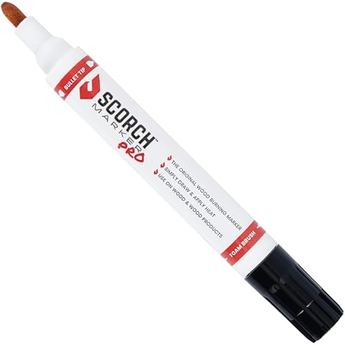 Scorch Marker Woodburning Pen Tool with Foam Tip and Brush, Non-Toxic Marker for Burning Wood, Chemical Wood Burner Set, Do-it-Yourself Kit for Arts and Crafts