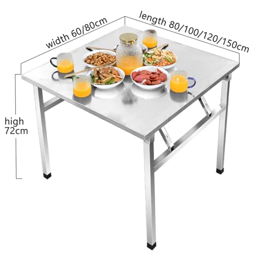 Mesa de trabajo plegable de acero inoxidable, mesa portátil para cocina y comedor, para barbacoa y jardín, 80 x 60 cm, diseño que ahorra espacio