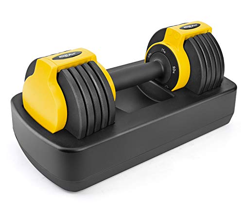 Wonder Maxi Adjustable Dumbbell, 25 lb Single Dumbbell with Anti-Slip Handle and Weight Plate, Fast Adjust Weight, Fitness Dumbbell for Men and Women for Full Body Workout Home Gym