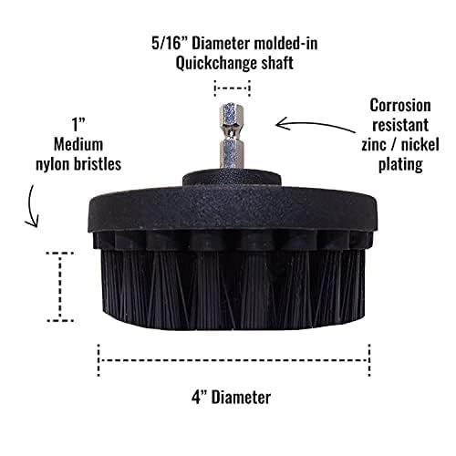 Kornely Premium Drill Brush Professional Ultra-Stiff 10 cm Black | Scratch-Free Heavy-Duty Cleaning Brush for Concrete, Brick, Stone, Metal, Masonry, Garage, BBQ Grills, Rust and Construction Tools - Image 3