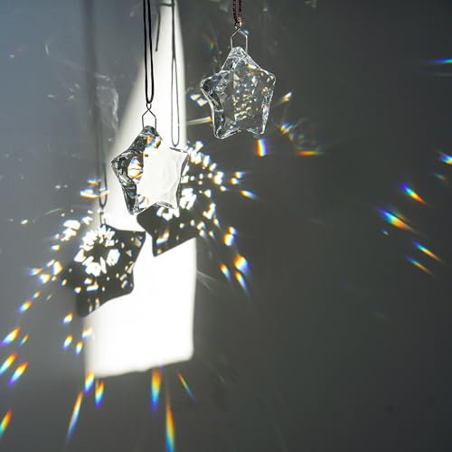 H&D Hyaline & Dora Set Of 6 Crystal Glass Christmas Ornaments Clear Faceted Glass Christmas Star Crystal Hanging Ornaments For Christmas Tree Winter New Year Party Supplies thumb #4