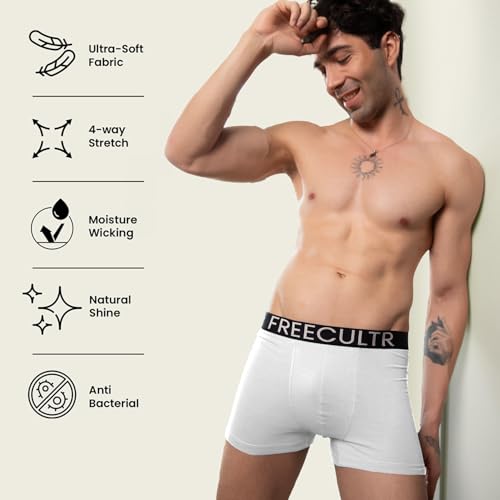 Image of Freecultr Organic Cotton Elastane Stretch Underwear for Men Breathable Comfortable Trunks Innerwear Sweat Absorbing Undergarments with Ultrasoft Waistband