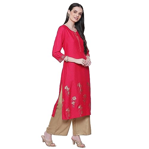 Image of Rangriti Blue Liva Straight Printed Kurta for Women