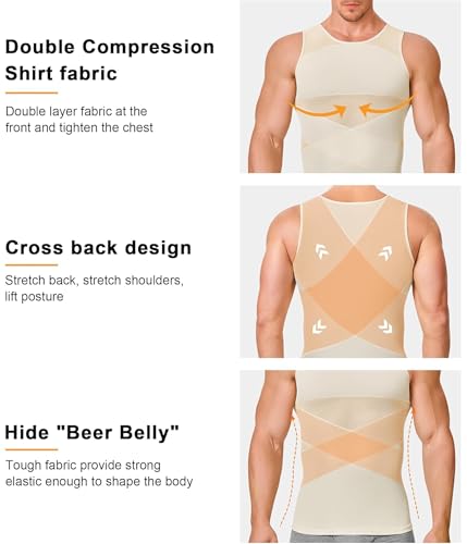 Image of Compression Shirt for Men Slimming Undershirt Body Shaper Tank top for gynomastica Sleeveless Shapewear Vest Men
