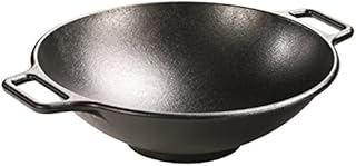 Lodge P14W3 14-Inch Pro-Logic Cast-Iron Wok with Loop Handles (Black)