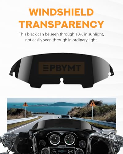 Image of PBYMT 5 inch Windshield Windscreen Compatible for 96-13 Harley Davidson Touring Street Glide Electra Glide FLHT FLHTCU Ultra Classic Glide FLHX FLHTK Tri Glide 1996-2013, Black
