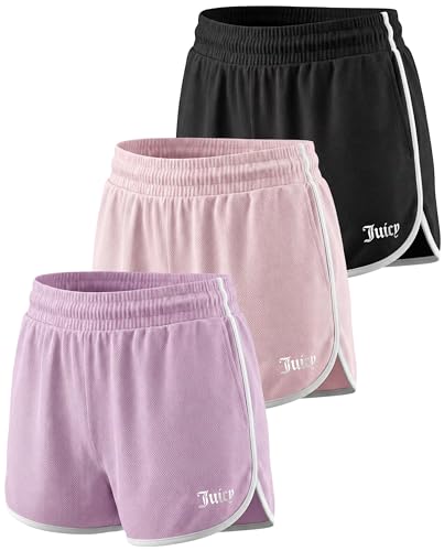 Juicy Couture 3 Pack: Womens 3 Mesh Dolphin Shorts Athletic Running Workout Gym Yoga Dance Sports Casual Active Summer- Set 4 L
