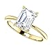 10K Solid Yellow Gold Handmade Engagement Rings 2-4CT Emerald Cut Moissanite Diamond Solitaire Wedding/Bridal Rings Set for Women/Her Proposes Ring, Rings For Her (4 CT)
