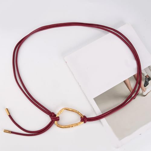 Elegant Belt for Retro Dress Lover Traditional Simple Golden Buckle Waist Cincher Graceful Tie Waist Belt Corset4