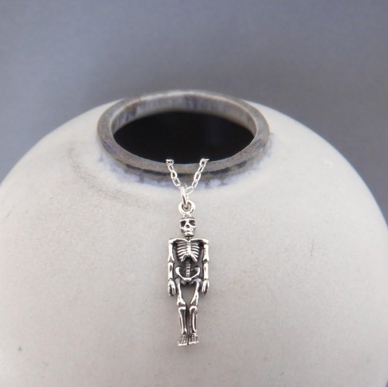 Collier squelette argent 925 pendentif Halloween à offrir pour boîte à bijoux - 2