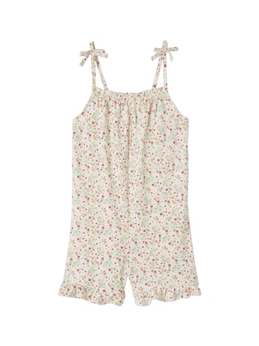 Vertbaudet Kurzer Mädchen Jumpsuit mit Trägern weiß bedruckt 146/152