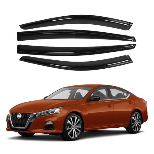 Image of Canvcle Altima Rain Guards - Window Visors for 2019-2025 2026 Nissan Altima, Outside-Mount Tape-On Side Window Wind Deflectors for Altima Accessories,Vent Visors Shades Rainproof Black 4PCS
