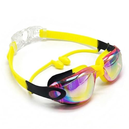 Image of BURNLAB Kids Mirrored Lens Swimming Goggles for Pool and Outdoor Swimming, Adjustable Fit, Boys and Girls (Yellow)