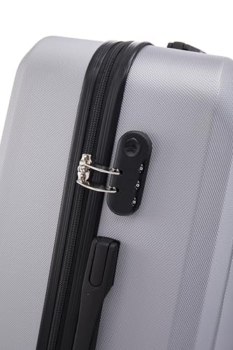 Luggage 3 Piece Sets ABS Durable Lightweight Suitcase Sets with Hooks Spinner Wheels TSA Lock,Black(20in/24in/28in) (silver gray)4