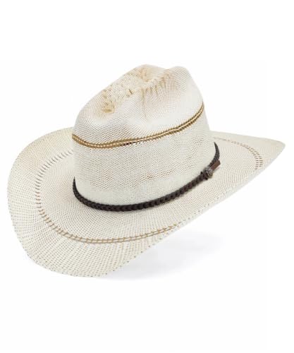 Image of Straw Cowboy Hat, Cattleman Crease 4.1 inch Wide Brim Western | Unisex design, shapeable wide brim, breathable cowgirl style, gift box included, 2 sizes