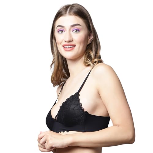Image of Quttos Lightly Padded Non-Wired Floral Lace Bralette Bra