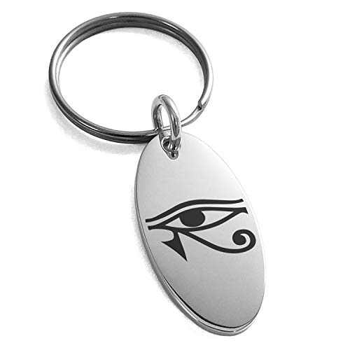 Stainless Steel Egyptian Eye of Horus Symbol Small Oval Charm Keychain Keyring