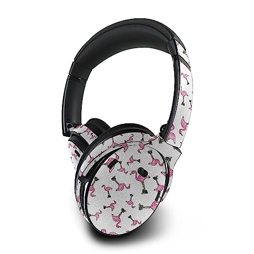 Image of MightySkins Glossy Glitter Skin Compatible with Bose QuietComfort 45 Headphones Cool Flamingo | Protective, Durable High-Gloss Glitter Finish | Easy to Apply | Made in The USA