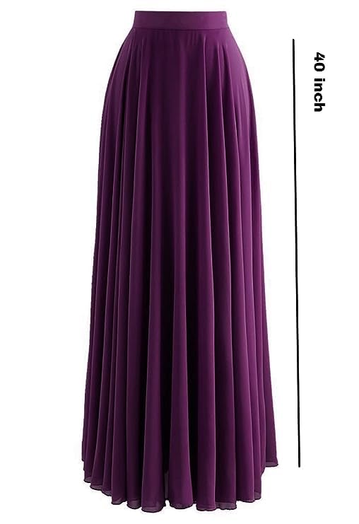 Image of Women's Full Length Georgette Long Skirt- Lehenga with 8 Meters Maxi Flare