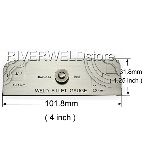 RIVERWELD 7 Piece Fillet Weld Set Gage MG-11 Rl Gauge Depth Gauges Welding Inspection Test Ulnar Metric & Inch With Markings on Both Sides Checking Fillet Leg and Throat Size