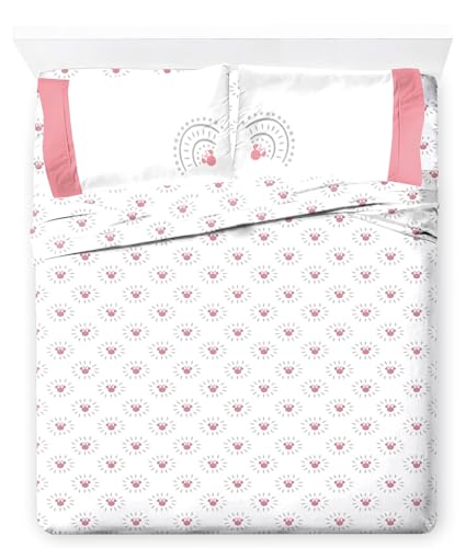 Jay Franco Parure de lit 4 pièces Disney Minnie Mouse super douce en microfibre pour enfants avec taies d'oreiller réversibles, motif mandala rose