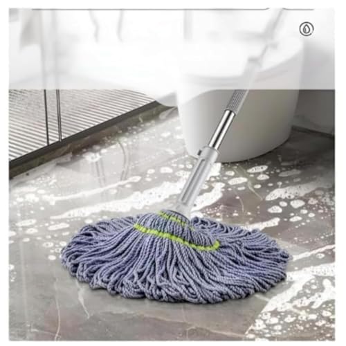 Image of Twist Mop with Long Handle | Super Absorbent Microfiber Floor Cleaning Mop | Easy Twist Wringing Wet & Dry Cleaner for Tile, Marble, Granite & Wooden Floors | Home, Kitchen & Bathroom Cleaning