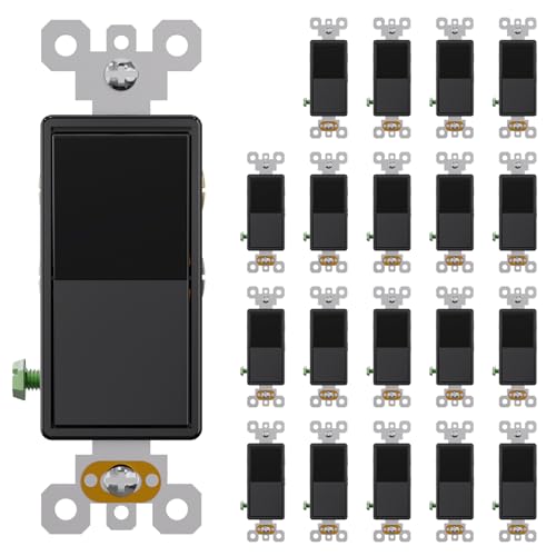 AIDA 20 Pack 4 Way Switch Decorative Light Switch, 15Amp, 120/277 Volt, 4 Way Decorative Light Rocker Switch Replacement, Self-Grounding, Residential and Commercial Grade, UL Listed
