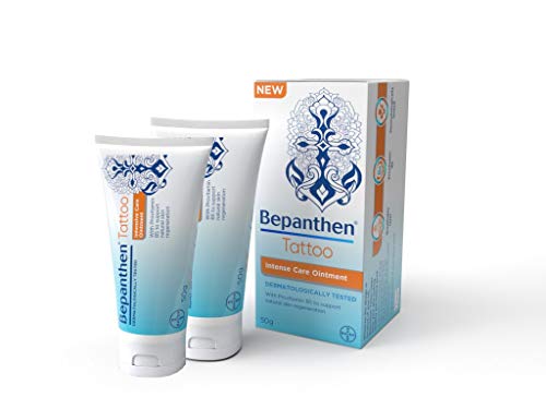 Bepanthen Tatuaggio | Mantiene la pelle tatuata idratata e dall'aspetto sano | privo di conservanti | Realizzato con Provitamina B5 | (2 tubi da 50 g | 100 g totali)