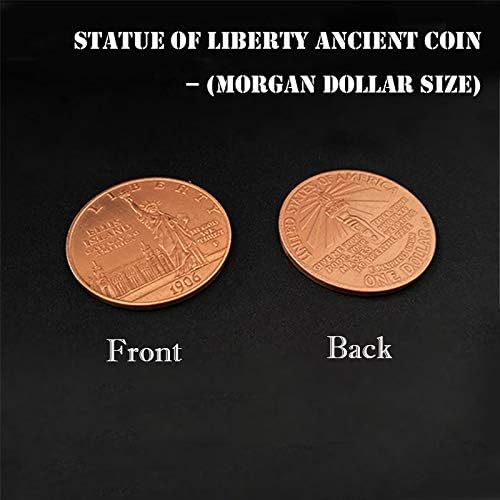 SUMAG 1PC Statue of Liberty Ancient Coin (Morgan Dollar Size 3.8cm,Copper) Magic Tricks Coin Magic Close Up Illusions Gimmick Prop Fun