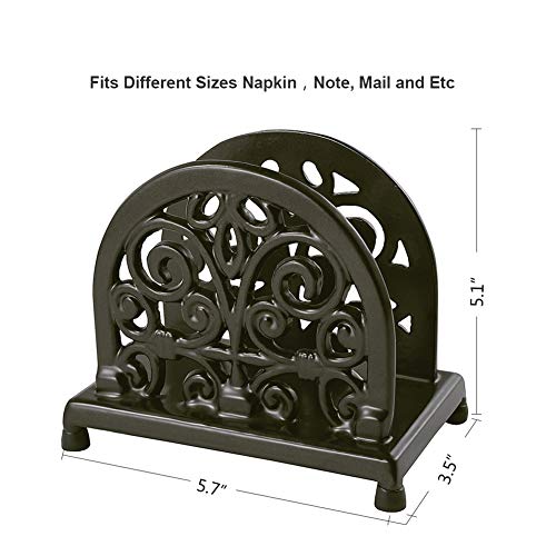 Vintage Metal Napkin Holder, Cast Iron Napkin Holder Organizer For Kitchen Restaurant Table Home Decor, Coffee Gold Color #TOP5