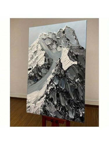 Grand tableau abstrait de montagne enneigée | Peinture texturée haut de gamme 70x100cm - 4