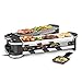 Klarstein Tenderloin Raclette - 1200 Watt Raclette Grill, Raclette 8 Personen mit Antihaftbeschichtung, 8 Pfannen & Holzspatel, Modell 50/50: 1x Metallgrillplatte, 1x Natursteinplatte, weiß