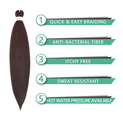 [Multi Packs Deal] Spetra Pre Stretched Braiding Hair Extensions 24 Inch - 8 Bundles Jumbo Knotless Box Braids Professional Synthetic Crochet Braid Natural Ez Braid Yaki Dark Wine Hair Bundles #TOP2