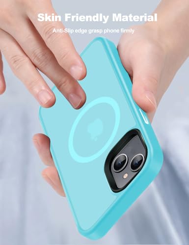 for iPhone 15 case Compatible with MagSafe, Matte Skin-Feeling Shockproof case for iPhone 15 Cases 6.1", Light Blue