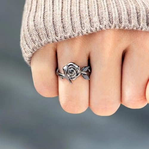 Burned And Survived Self-Love Black Rose Ring, Blooming From Darkness Black Rose Rings Love All Parts Of Yourself Creative Personalized Therapeutic Gifts Jewelry3