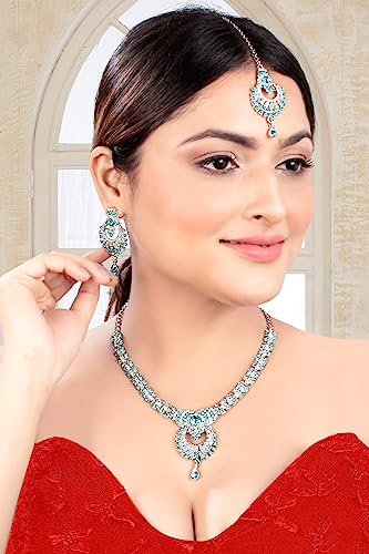 Image of Atasi International Delightful Rhodium Silver Plated Alloy Choker Necklace Set For Women