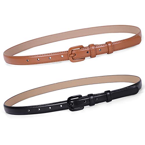 WHIPPY Women Skinny Leather Belt Thin Waist Jeans Belt for Pants in Pin Buckle Belt...