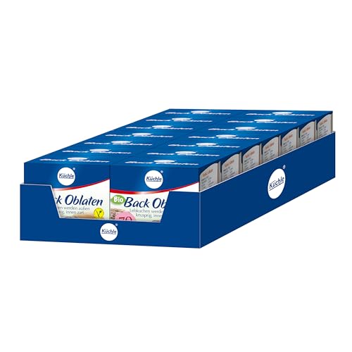 Küchle Bio Backoblaten 70mm im 10er Vorratspack | Vegan | Rund mit 70 mm Durchmesser | Zum Backen von z.B. Lebkuchen | Innen zart außen knusprig | 10 x 36g