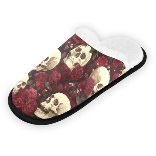 Spiders Retro Red Rose Slippers For Women Men Soft Memory Foam Non-Slip Halloween Winter Indoor House Shoes Travel Slipper2