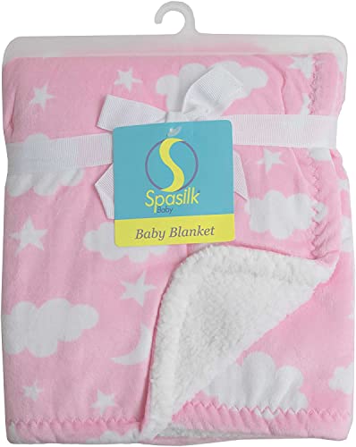 Image of SpaSilk Baby Boys Velboa Fleece Blanket with Thick Stitch Trim