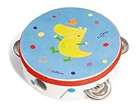 Eichhorn 100003483 Musik Tamburin mit süßem Tiermotiv Musikinstrument aus Holz, bunt, 14,5 x 14,5 x 4,5 cm groß, ab einem Jahr