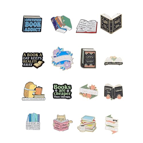 Image of Book Pins Cartoon Book Enamel Pins Books Lovers Gifts Decorative Lapel Pins for Backpacks Clothing Bags Jackets Learning Gifts for Teacher Student