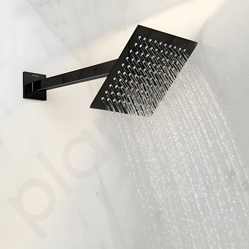 Image of Plantex 9-Inch Shower Arm for Overhead Shower /Stainless Steel Shower Pipe /Wall Mount Bathroom Fitting with -Inch Thread - Pack of 1 (Black)