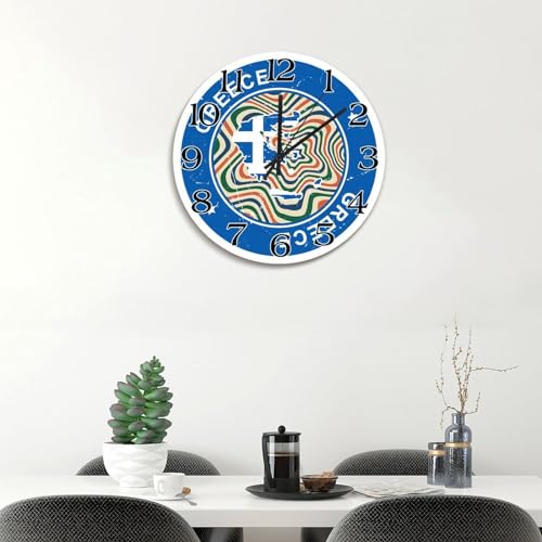 Horloge murale Grèce bois 25 cm pendule rustique cuisine