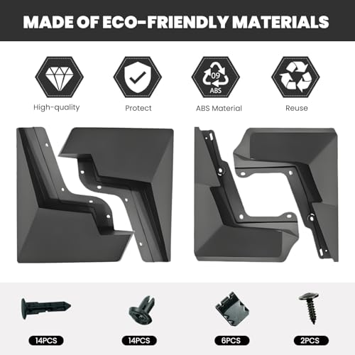 Image of Mud Flaps Compatible with Tesla Cybertruck 2024+ | No Drilling, All-Weather Splash Guards for Front & Rear | Full-Surround Protection, Winter Mud and Dirt Defense (Set of 4)