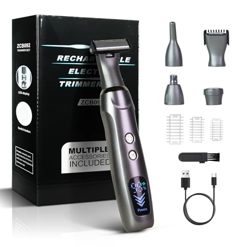 Rasoir de dos pour homme pour raser seul les poils du dos, tondeuse rechargeable écran LED IPX7