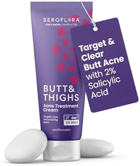 Butt Acne Clearing Treatment Cream - Reduce Bum Acne, Pimples & Zits - Clearing Acne Lotion for Buttocks - 2% Salicylic Acid for Acne Prone Skin (4oz) Made in USA.
