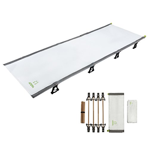ATEPA Ultralight Folding Camping Compact Cot for Adults, Heavy Duty Extra Wide Sleeping Cots Portable Bed Cot with Carrying Bag for Camp Outdoors Travel Backpack (Lightgrey)